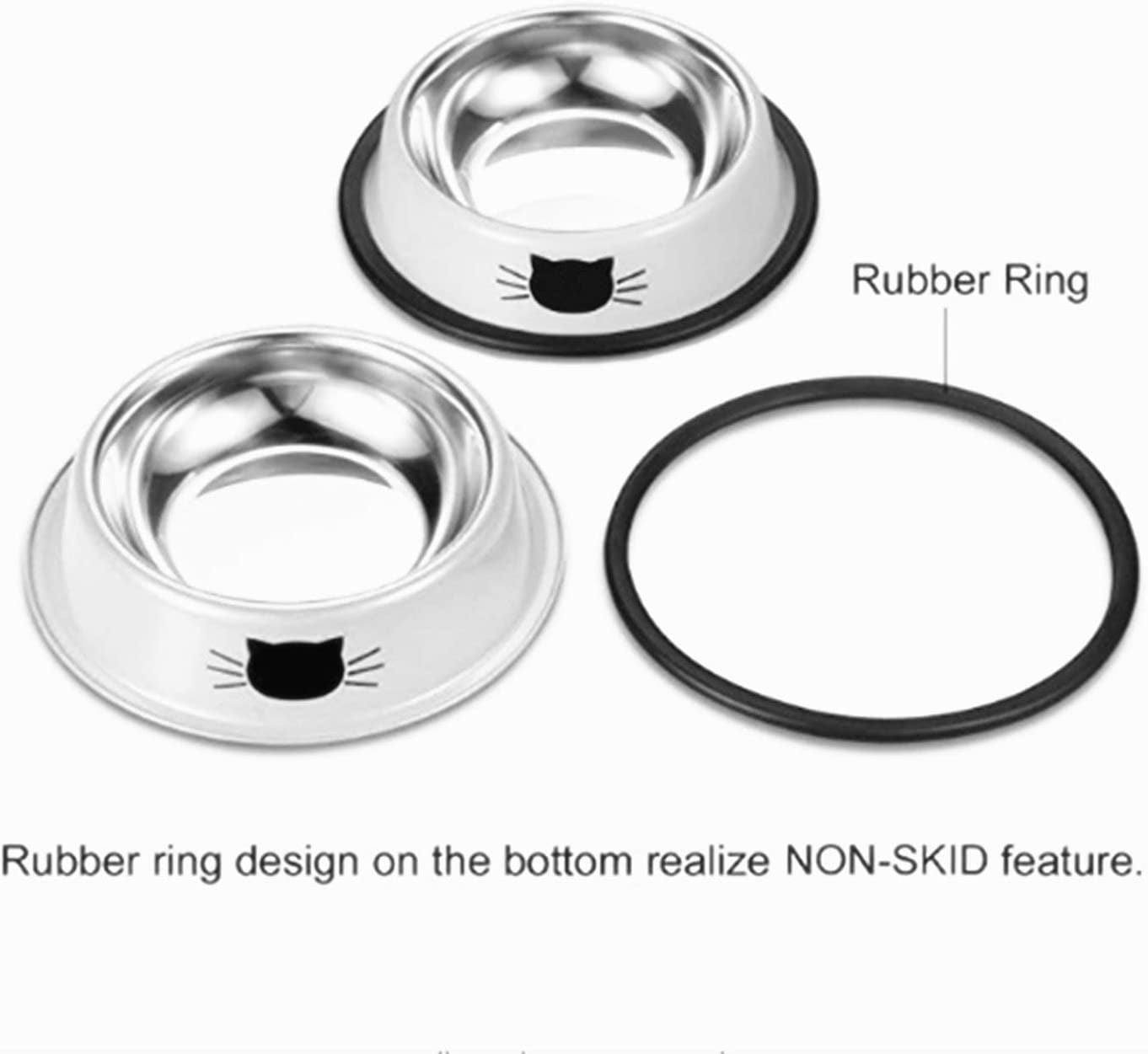 3PCS Pet Bowl Stainless Steel Non-Skid Base Dog Bowl Cat Bowl with 2 Food Scoop (Multicolor)