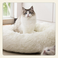 Calming Donut Dog Bed – Anti-Anxiety Faux Fur Bolster Bed for Cats & Dogs