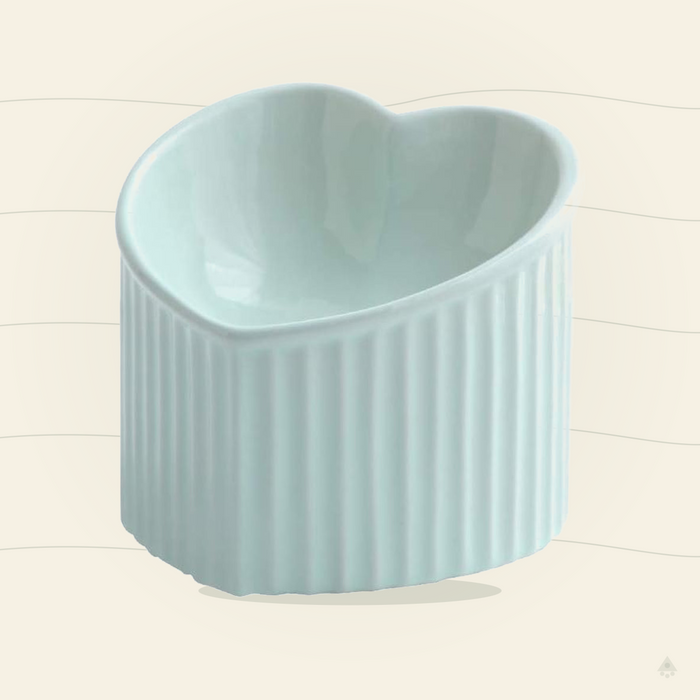 Green Ceramic Raised Cat Bowls, Tilted Elevated Food or Water Bowls, Stress Free, Backflow Prevention, Dishwasher and Microwave Safe, Lead & Cadmium Free