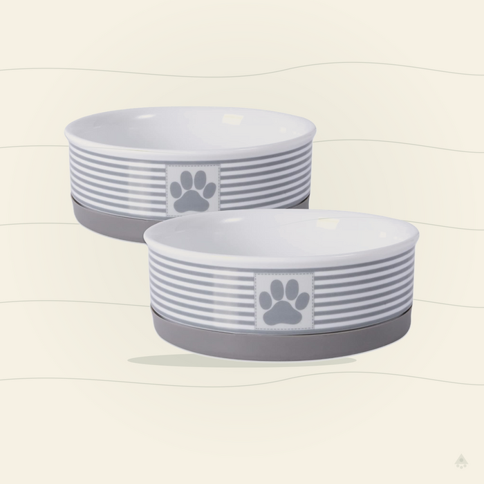 Ceramic Pet Bowl Set of 2 – Non-Slip Dishwasher Safe Food & Water Dishes for Cats & Dogs
