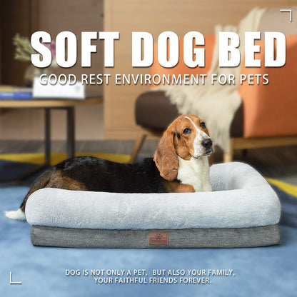 Orthopedic Dog Bed with Waterproof Liner – 4-Sided Bolster Support Bed with Removable Washable Cover