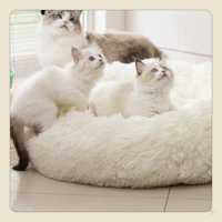 Calming Donut Dog Bed – Anti-Anxiety Faux Fur Bolster Bed for Cats & Dogs