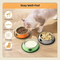 3PCS Pet Bowl Stainless Steel Non-Skid Base Dog Bowl Cat Bowl with 2 Food Scoop (Multicolor)