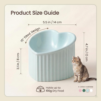 Green Ceramic Raised Cat Bowls, Tilted Elevated Food or Water Bowls, Stress Free, Backflow Prevention, Dishwasher and Microwave Safe, Lead & Cadmium Free