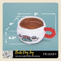 Friends Central Perk Coffee Mug Plush Dog Toy – Squeaky Rope Handle Toy for Dogs