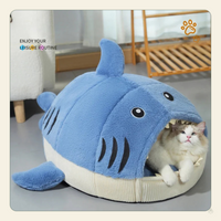 Shark Cave Cat Bed – Warm Semi-Enclosed Pet Hideaway for Cats & Small Dogs