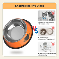 3PCS Pet Bowl Stainless Steel Non-Skid Base Dog Bowl Cat Bowl with 2 Food Scoop (Multicolor)