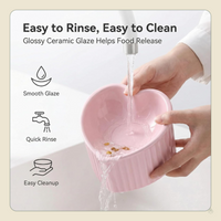 Green Ceramic Raised Cat Bowls, Tilted Elevated Food or Water Bowls, Stress Free, Backflow Prevention, Dishwasher and Microwave Safe, Lead & Cadmium Free