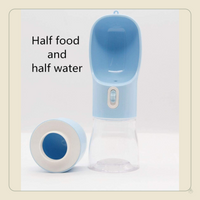 Portable Dog Water Bottle - Leak Proof Dog Water Dispenser with Bowl & Food Container, Dishwasher Safe Food Grade Plastic for Pet Puppy Outdoor Walking Hiking Travel Blue