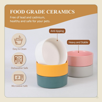 Elevated Ceramic Cat Bowl - Cat Food Bowl with Bamboo Stand - Raised Dog Dish for Puppies - anti Vomiting, Stress Free - 13.5 Oz / 400 Ml - White