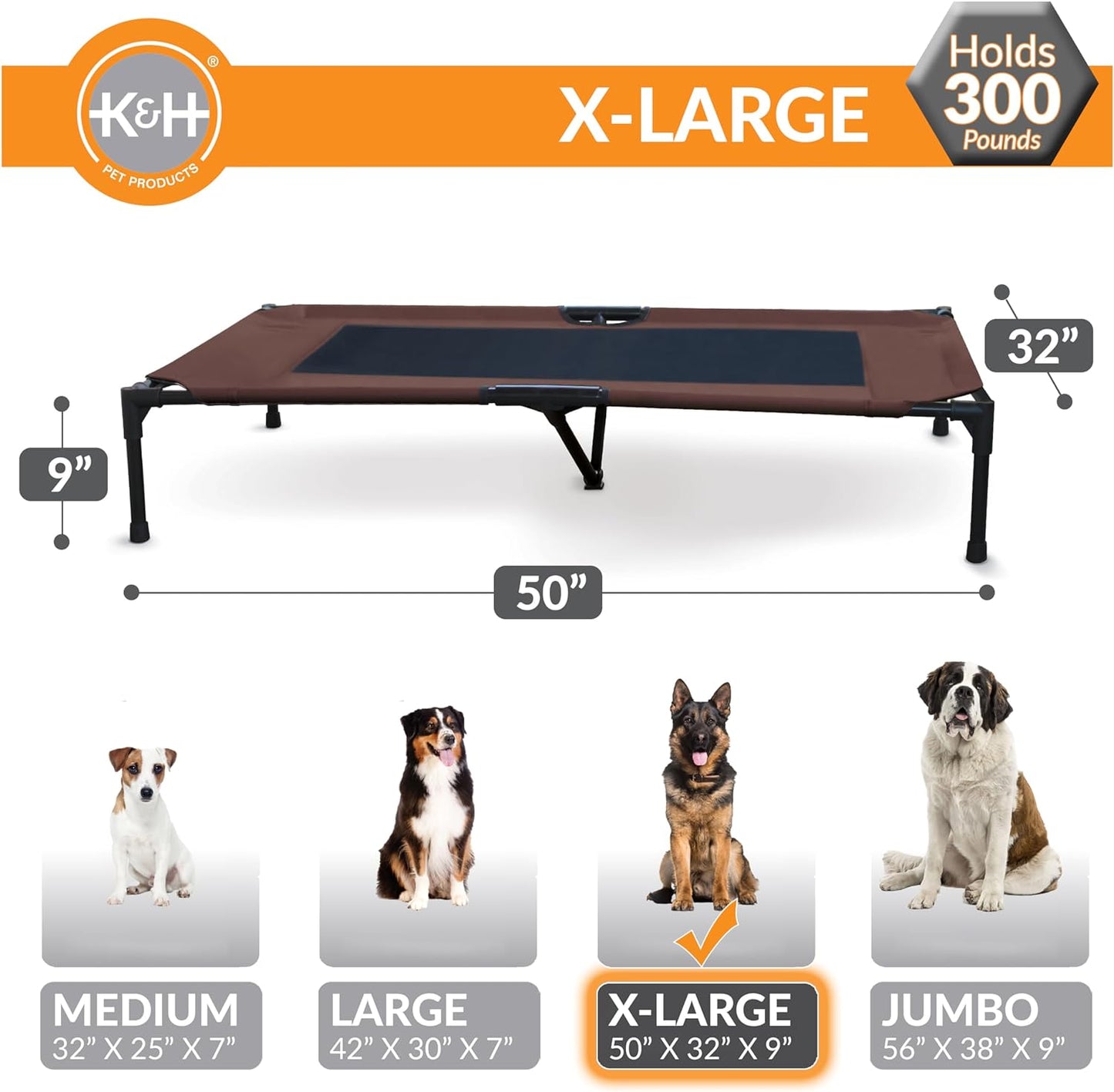 K&H Elevated Dog Cot – All-Weather Cooling Raised Pet Bed for Indoor & Outdoor Use