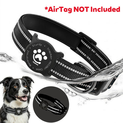 Reflective Dog Collar with Waterproof AirTag Holder & Luminous Safety Buckle