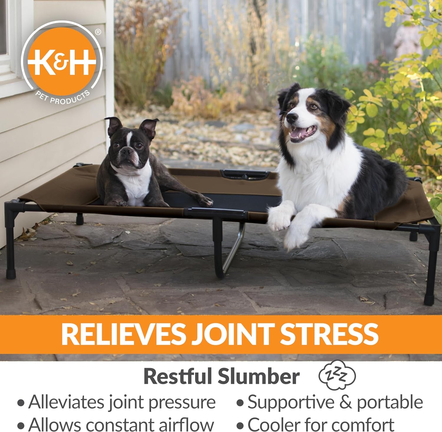 K&H Elevated Dog Cot – All-Weather Cooling Raised Pet Bed for Indoor & Outdoor Use