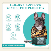 LaBarka Pawsecco Squeaky Plush Dog Toy – Prosecco Bottle Parody Toy for Dogs