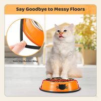 3PCS Pet Bowl Stainless Steel Non-Skid Base Dog Bowl Cat Bowl with 2 Food Scoop (Multicolor)