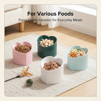 Green Ceramic Raised Cat Bowls, Tilted Elevated Food or Water Bowls, Stress Free, Backflow Prevention, Dishwasher and Microwave Safe, Lead & Cadmium Free