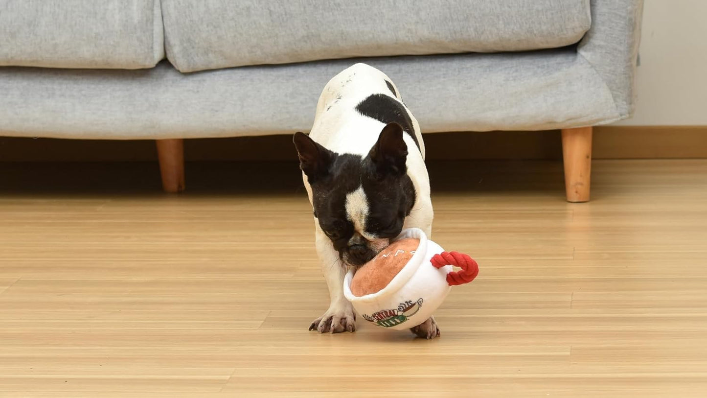 Friends Central Perk Coffee Mug Plush Dog Toy – Squeaky Rope Handle Toy for Dogs