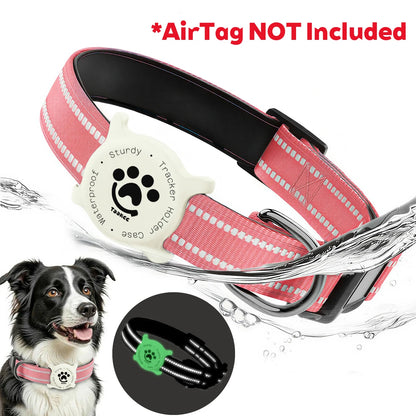 Reflective Dog Collar with Waterproof AirTag Holder & Luminous Safety Buckle