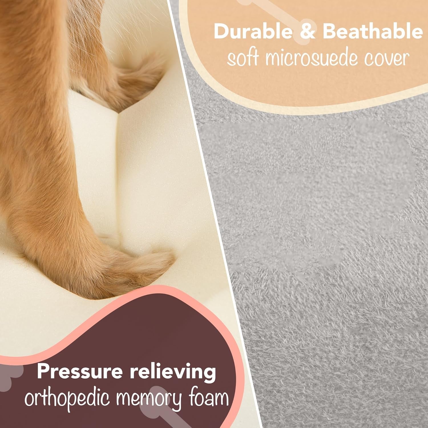 Orthopedic Memory Foam Dog Bed with Bolster Walls – Large Pet Sofa Bed up to 130 lbs