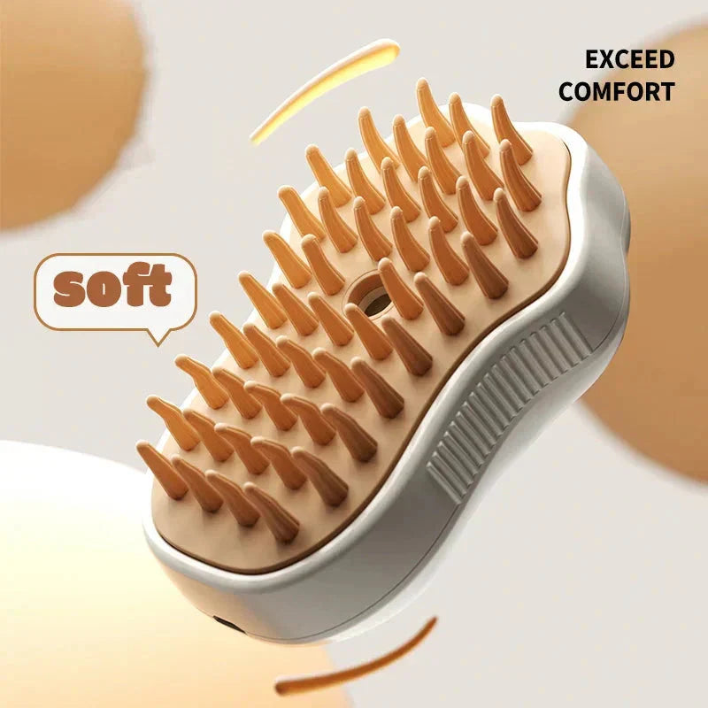 3-in-1 Electric Steam Brush for Cats & Dogs – Spray, Massage & Hair Removal Grooming Comb