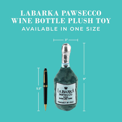 LaBarka Pawsecco Squeaky Plush Dog Toy – Prosecco Bottle Parody Toy for Dogs