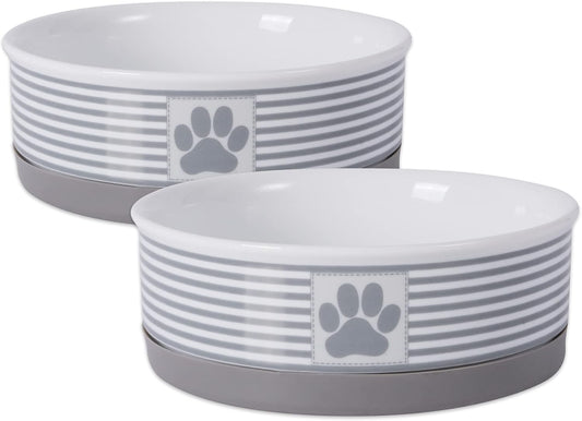 Ceramic Pet Bowl Set of 2 – Non-Slip Dishwasher Safe Food & Water Dishes for Cats & Dogs