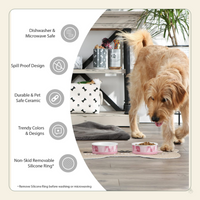 Ceramic Pet Bowl Set of 2 – Non-Slip Dishwasher Safe Food & Water Dishes for Cats & Dogs