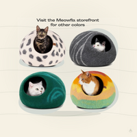 Merino Wool Cat Cave Bed – Handmade Felted Hideaway for Anxious & Indoor Cats