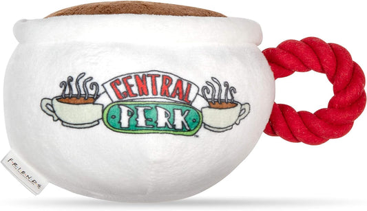 Friends Central Perk Coffee Mug Plush Dog Toy – Squeaky Rope Handle Toy for Dogs