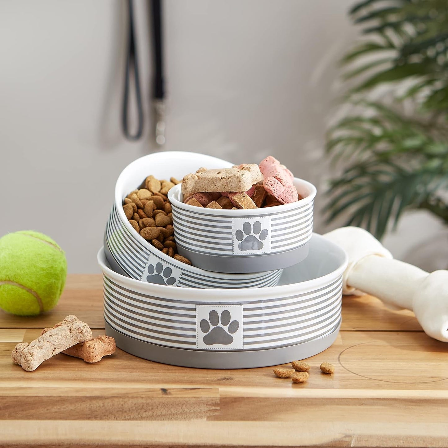 Ceramic Pet Bowl Set of 2 – Non-Slip Dishwasher Safe Food & Water Dishes for Cats & Dogs