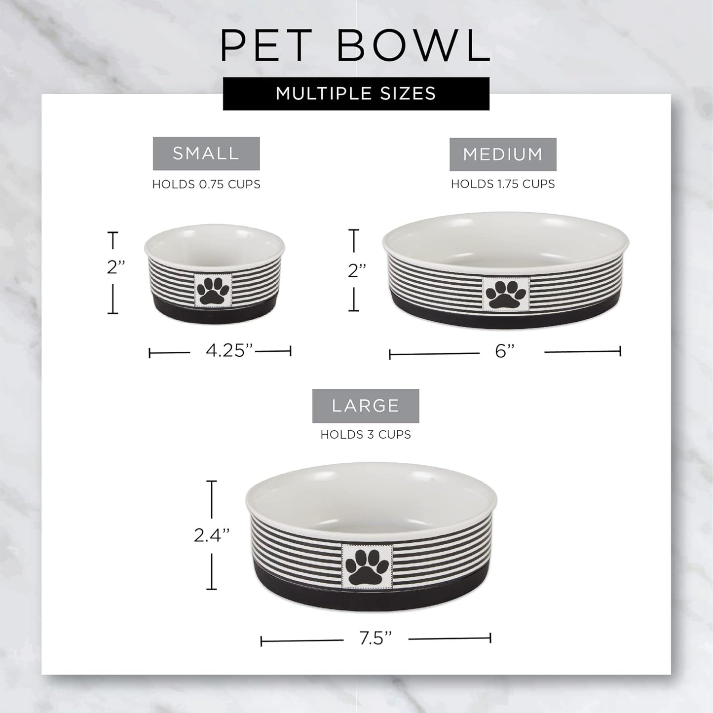 Ceramic Pet Bowl Set of 2 – Non-Slip Dishwasher Safe Food & Water Dishes for Cats & Dogs