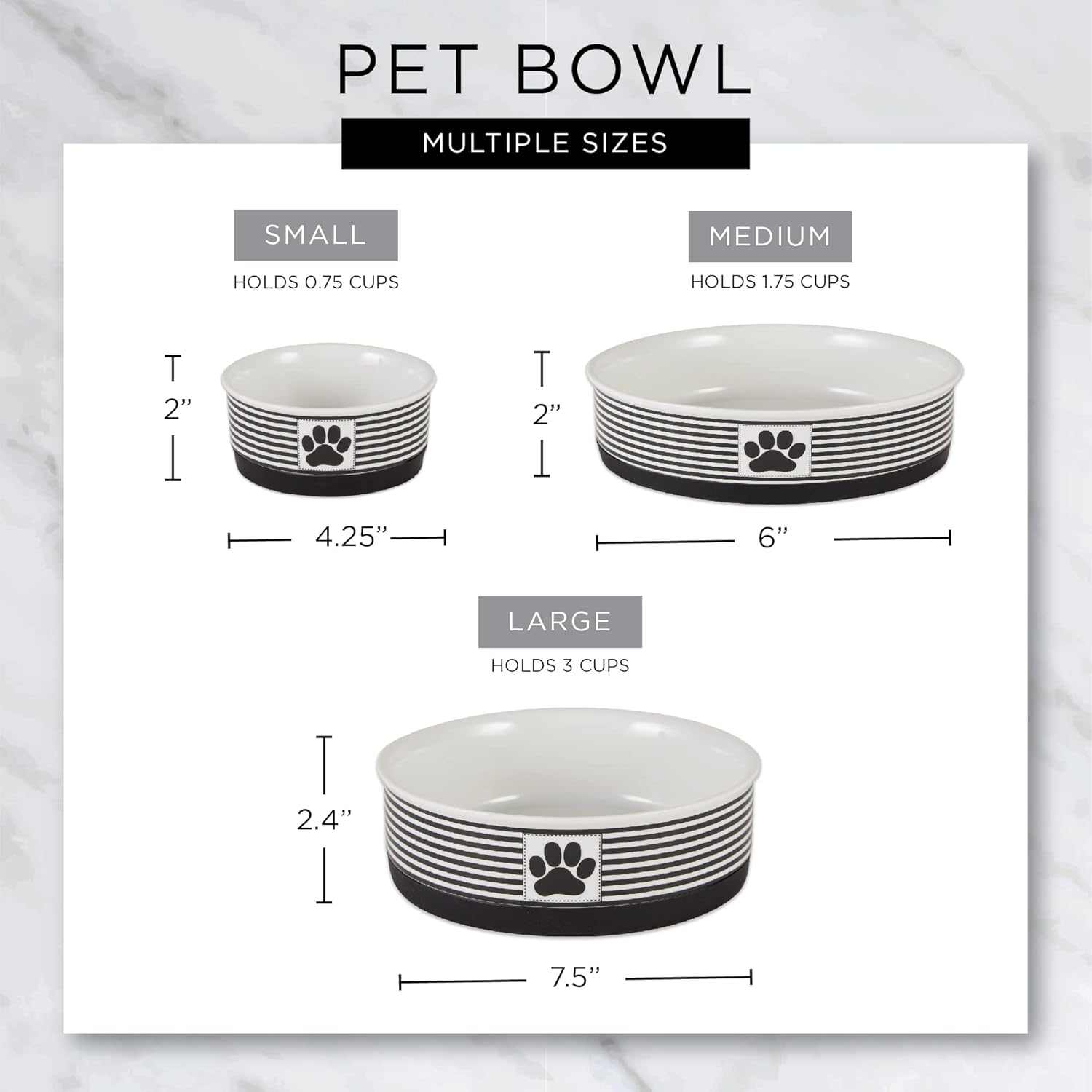 Ceramic Pet Bowl Set of 2 – Non-Slip Dishwasher Safe Food & Water Dishes for Cats & Dogs