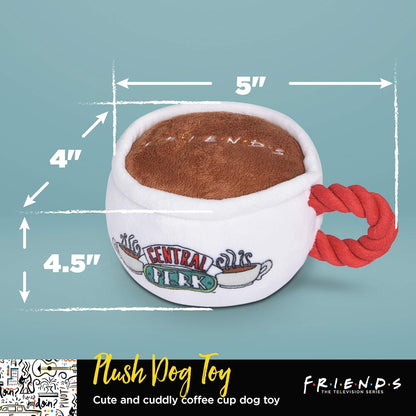 Friends Central Perk Coffee Mug Plush Dog Toy – Squeaky Rope Handle Toy for Dogs