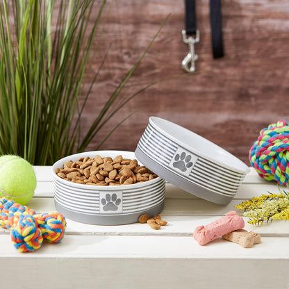 Ceramic Pet Bowl Set of 2 – Non-Slip Dishwasher Safe Food & Water Dishes for Cats & Dogs