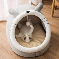 Cartoon Cave Cat Bed – Foldable Semi-Enclosed Deep Sleep Bed for Cats & Small Dogs