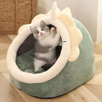 Cartoon Cave Cat Bed – Foldable Semi-Enclosed Deep Sleep Bed for Cats & Small Dogs