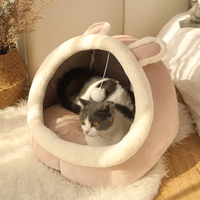 Cartoon Cave Cat Bed – Foldable Semi-Enclosed Deep Sleep Bed for Cats & Small Dogs