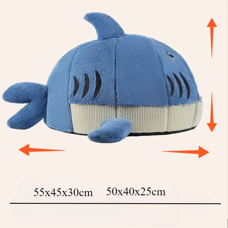 Shark Cave Cat Bed – Warm Semi-Enclosed Pet Hideaway for Cats & Small Dogs