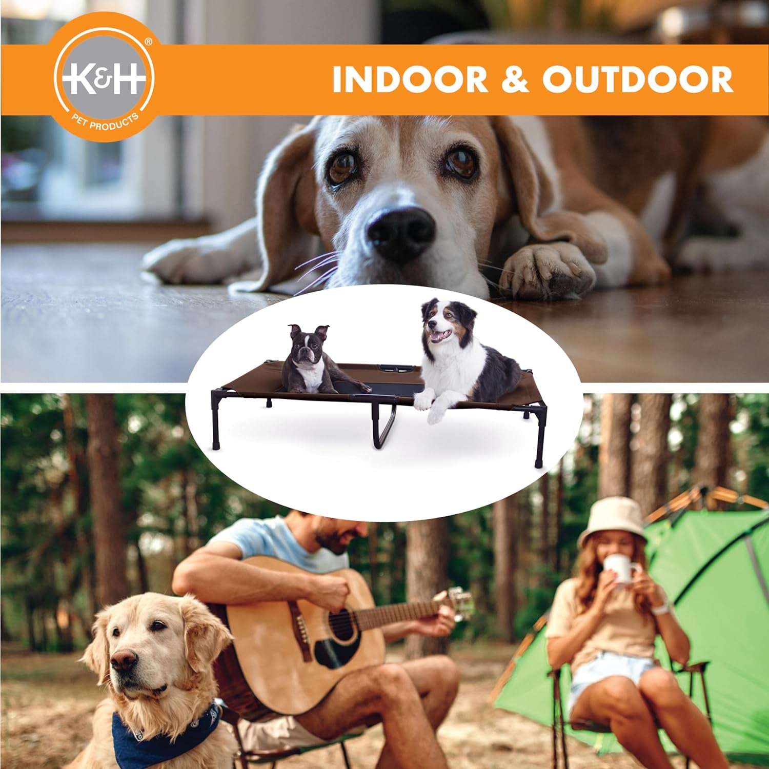 K&H Elevated Dog Cot – All-Weather Cooling Raised Pet Bed for Indoor & Outdoor Use