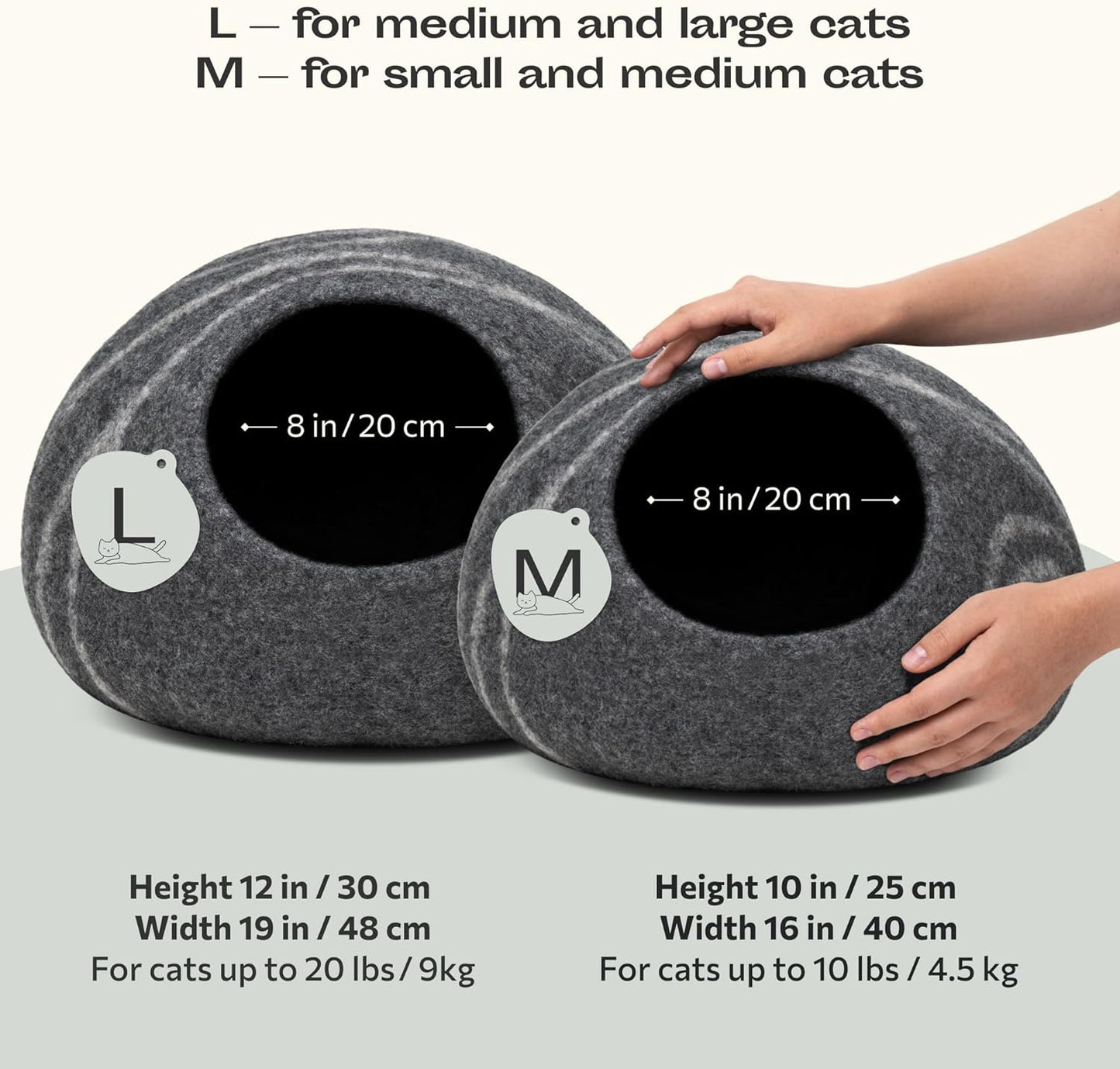 Merino Wool Cat Cave Bed – Handmade Felted Hideaway for Anxious & Indoor Cats