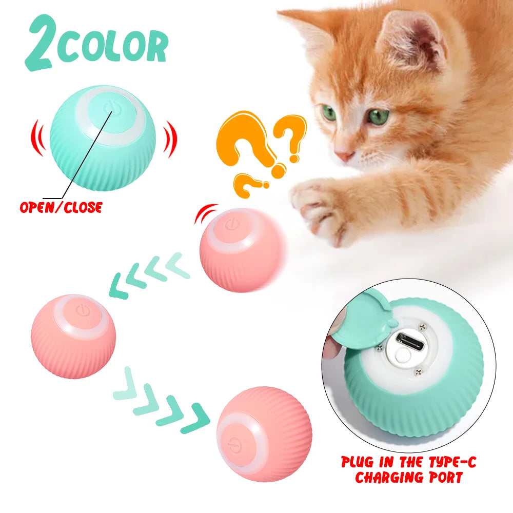 Smart Automatic Rolling Ball Cat Toy – Self-Moving Electric Interactive Toy for Indoor Cats & Kittens
