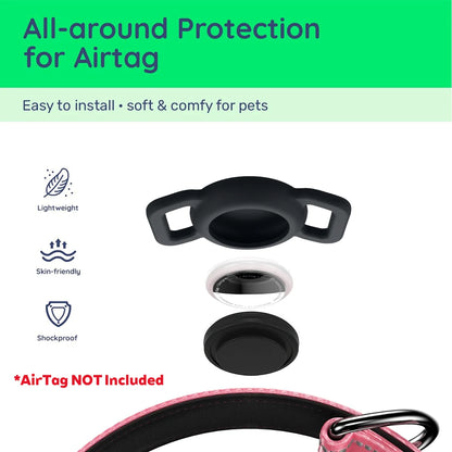 Reflective Dog Collar with Waterproof AirTag Holder & Luminous Safety Buckle