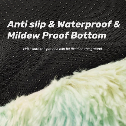 Calming Donut Dog Bed – Anti-Anxiety Faux Fur Bolster Bed for Cats & Dogs