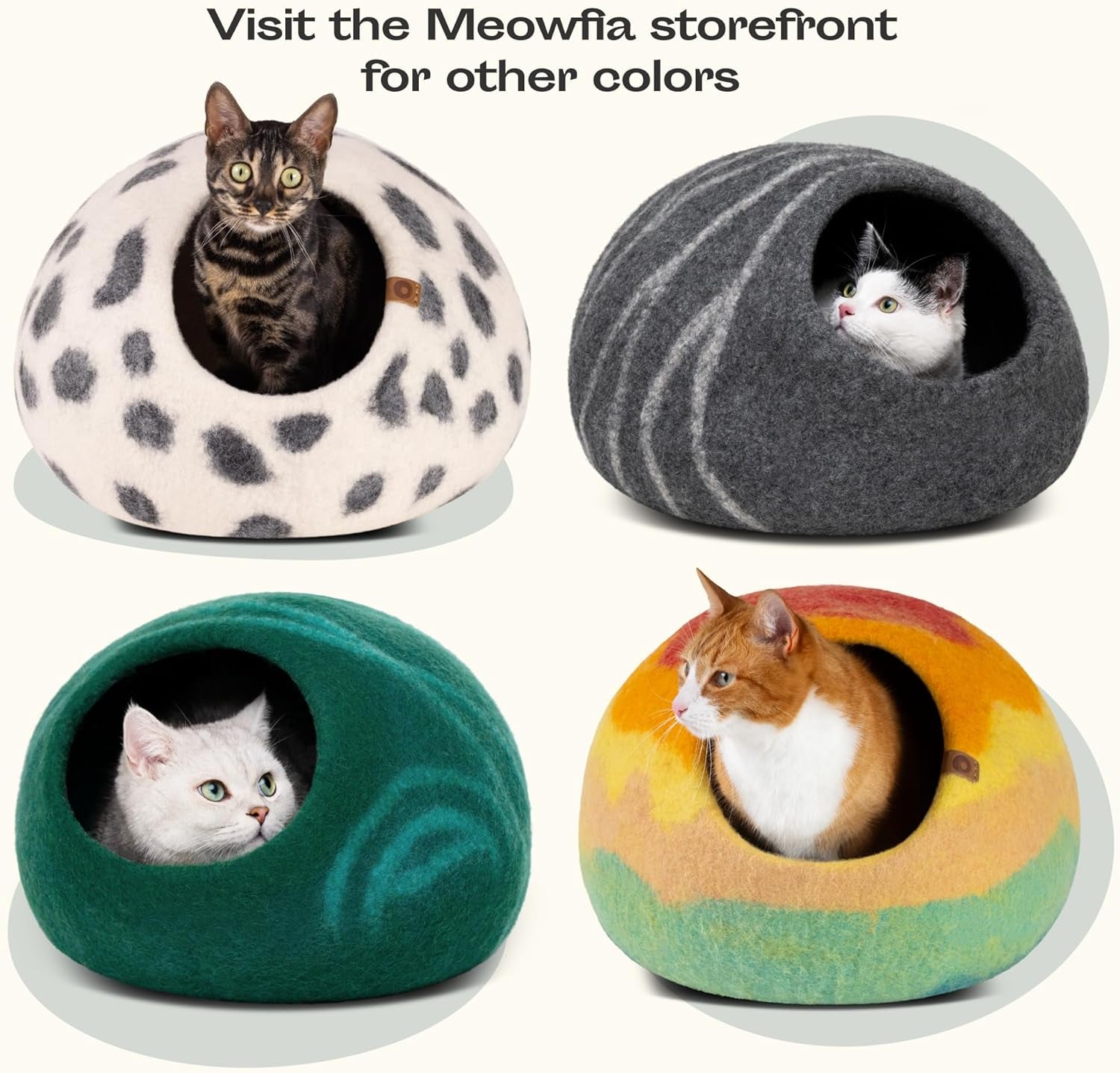 Merino Wool Cat Cave Bed – Handmade Felted Hideaway for Anxious & Indoor Cats