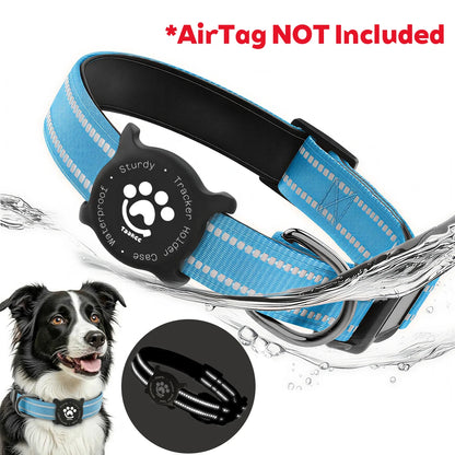 Reflective Dog Collar with Waterproof AirTag Holder & Luminous Safety Buckle