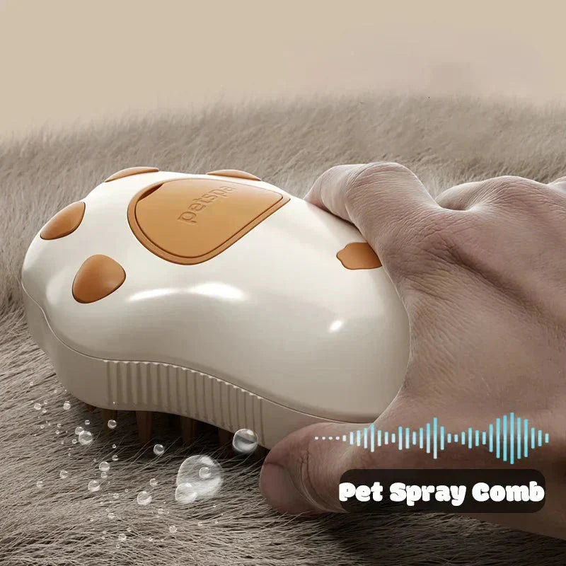3-in-1 Electric Steam Brush for Cats & Dogs – Spray, Massage & Hair Removal Grooming Comb