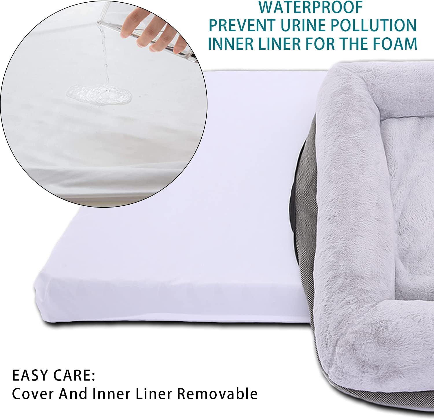 Orthopedic Dog Bed with Waterproof Liner – 4-Sided Bolster Support Bed with Removable Washable Cover